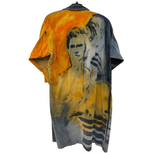 VTG 90's I’m no walking canvas Carole Waller painted long Vintage velvet coat XL - Picture 7 of 17